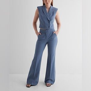 Express - Editor Heathered Stretch Twill High Waisted Flare Trouser